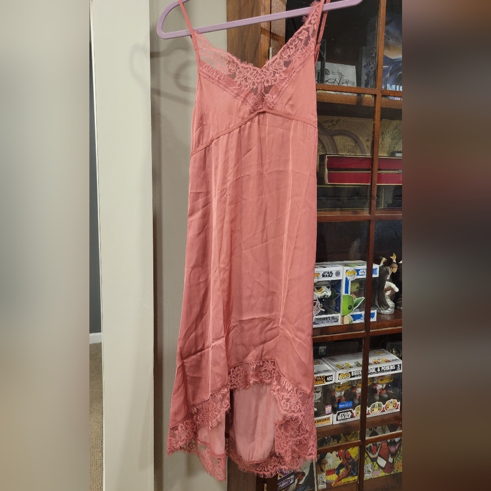 Elegant Pink Lace Slip Dress